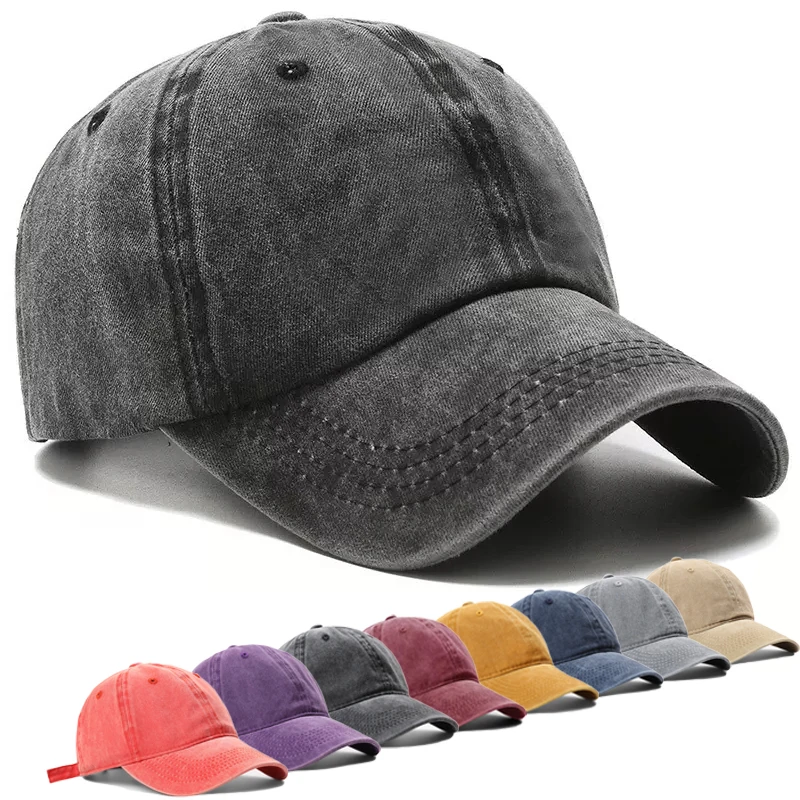 Винтажные Весенне-летние джинсовые бейсболки в стиле Ретро, трендовая Мужская и женская однотонная солнцезащитная кепка K-pop, Модная хлопковая дышащая шляпа Snapback