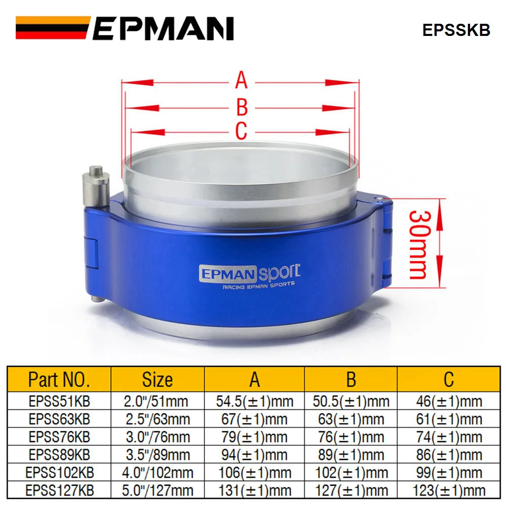 Система зажимов EPMAN HD В сборе V-образный Быстроразъемный Зажим для выхлопных газов с наружным диаметром 2,0 