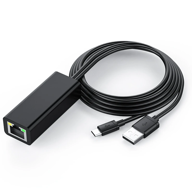 Адаптер TV Ethernet Tv 4K Stick USB-C к сетевому адаптеру локальной сети RJ45 с кабелем питания USB 2.0 для подачи питания
