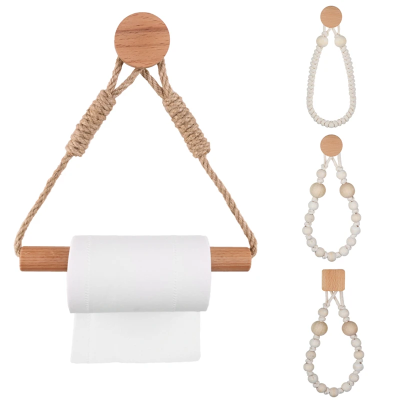 Держатель туалетной бумаги Настенный Туалет Аксессуары для ванной комнаты Деревянная подставка для салфеток для туалетных полотенец