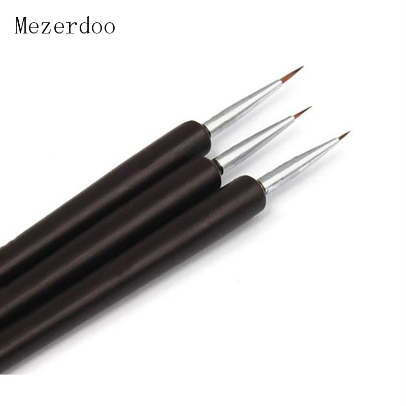 1 Комплект, крошечный карандаш для рисования, детальная роспись, 3 размера, дизайн ногтей, маникюр, инструмент для дизайна своими руками, кисть, деревянная ручка, черный