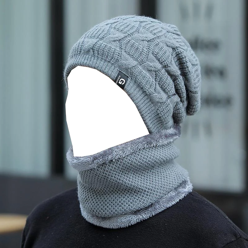 Зимняя шапка, мужской и женский утолщенный плюшевый пуловер, модный комплект для шеи, теплая вязаная защита ушей