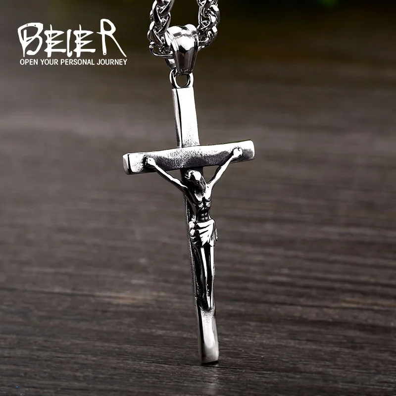 Религиозный крест из нержавеющей стали Beier 316L, Мужское ожерелье, панк-языческие ювелирные изделия высокого качества LLBP8-442P