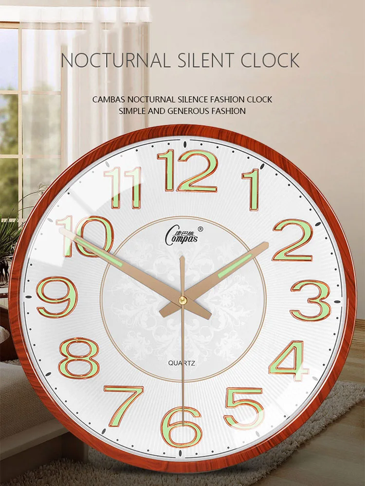 Светящиеся Большие Настенные часы Бесшумный ночник Часы для гостиной Настенные Ретро Часы для спальни Relogio De Parede Идеи подарков FZ741 Изображение 3 