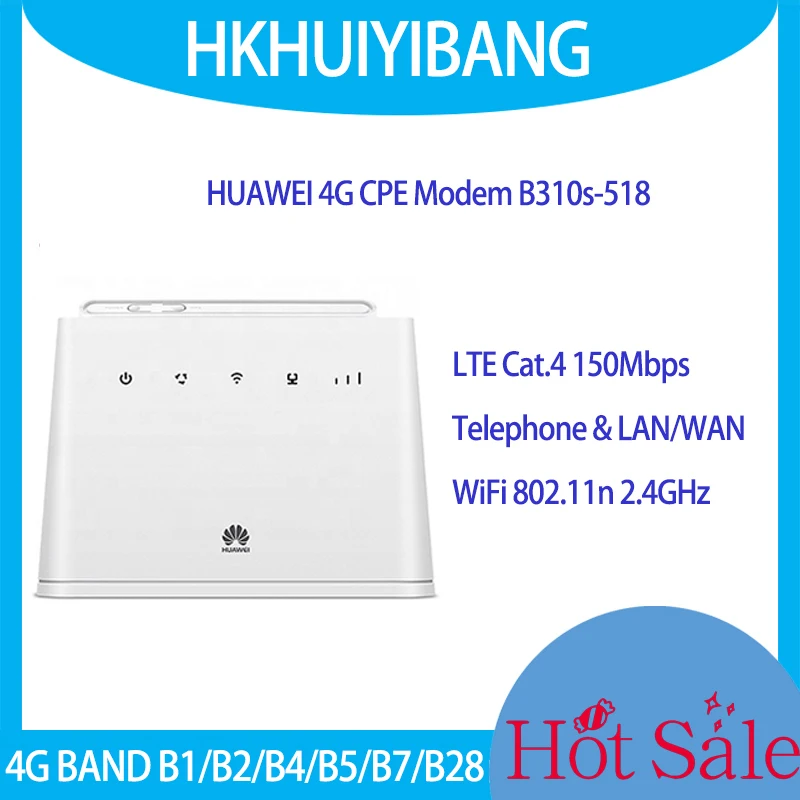 Беспроводной маршрутизатор Huawei B310 4G LTE CPE Категории 4 B310s-518 802.11n 2,4 ГГц WiFi-модем 4G-маршрутизатор Со слотом для sim-карты и теле-портом