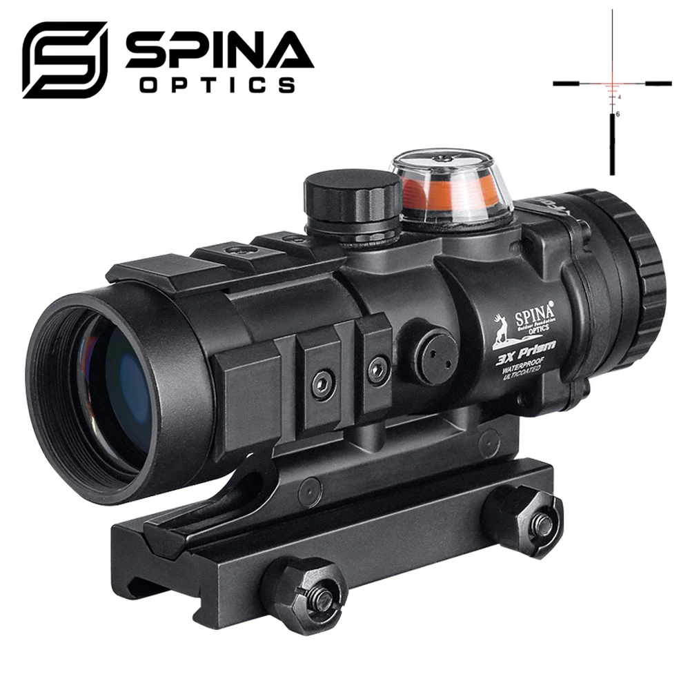 Оптический прицел SPINA OPTICS, тактический оптический прицел с волоконной призмой 3x32 Gp01, с красной подсветкой для охоты на открытом воздухе