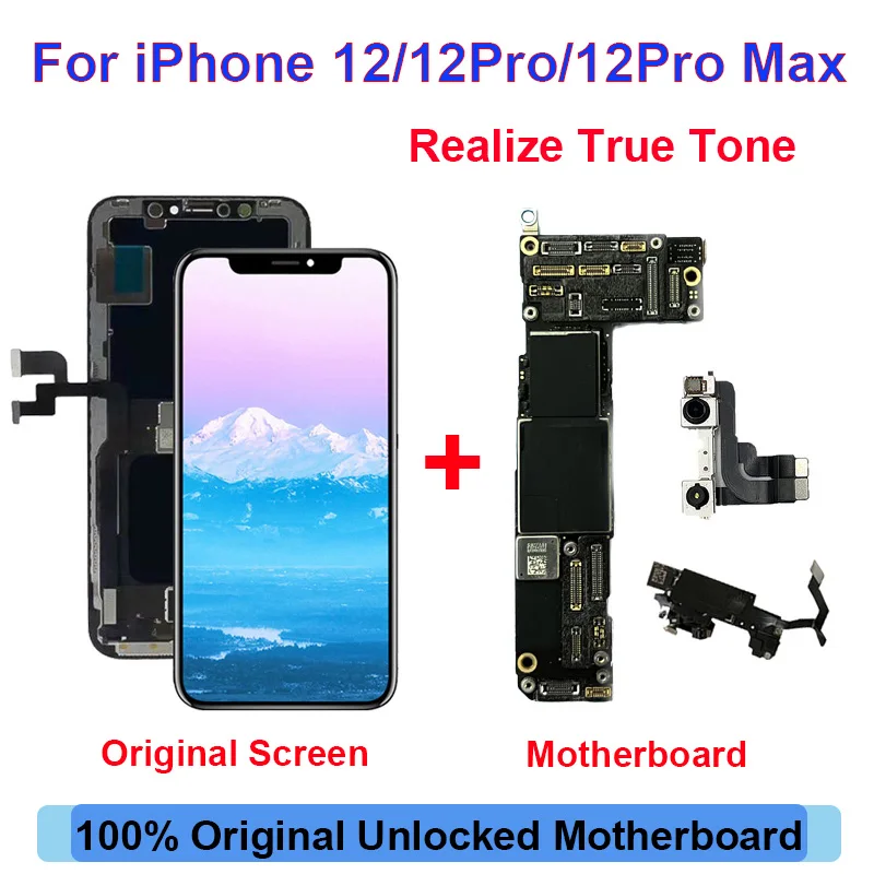 Для материнской платы iPhone 12mini 12 12Pro 12 Pro Max + Оригинальный экран, разблокированная материнская плата с идентификатором лица, полный чип с ЖК-дисплеем