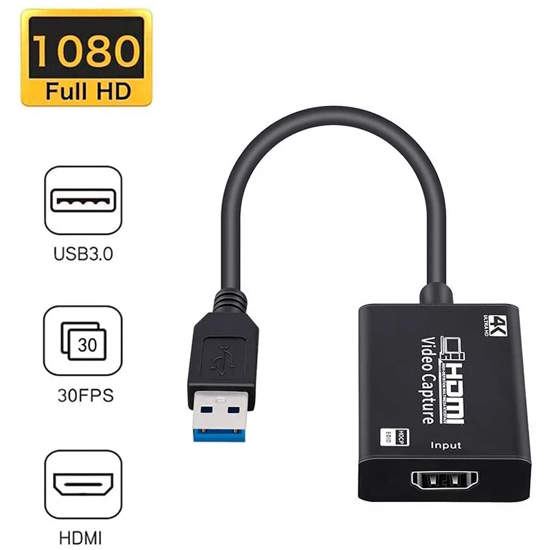 Карта видеозахвата HDMI-USB 3.0, карта видеозахвата Full HD 1080P 4K Hdmi, прямая трансляция и запись