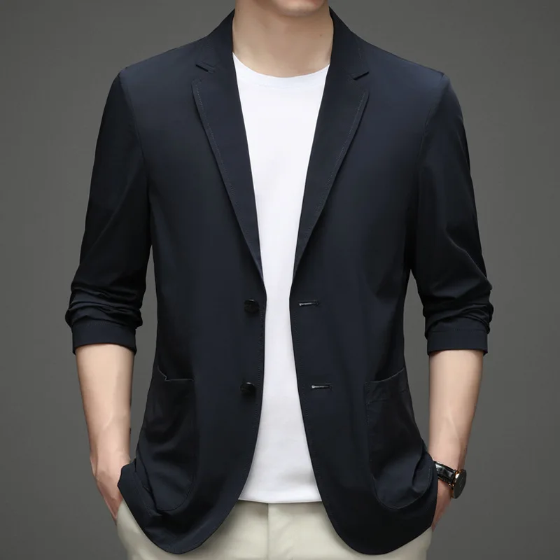 5961-RR-свободная корейская версия Man 2021, летний новый облегающий шелковый костюм на заказ, дышащий с коротким рукавом