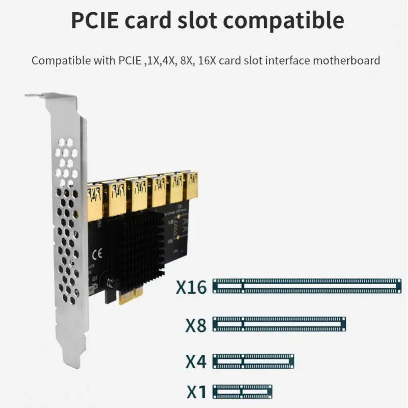PCI Express Множитель PCIE 1-6 USB3.0 Riser Card Для PCI Express X16 Riser Graphic Card ETH Bitcoin Miner Дополнительная карта Горячая