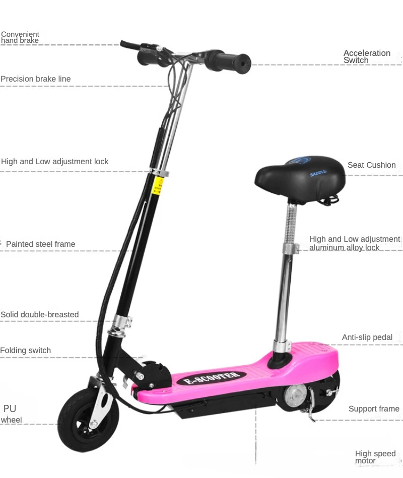 Складной Электрический скутер с сиденьем, Электрический велосипед на 2 колесах, инструмент для городского транспорта для взрослых и детей, игрушка для отдыха Изображение 3 