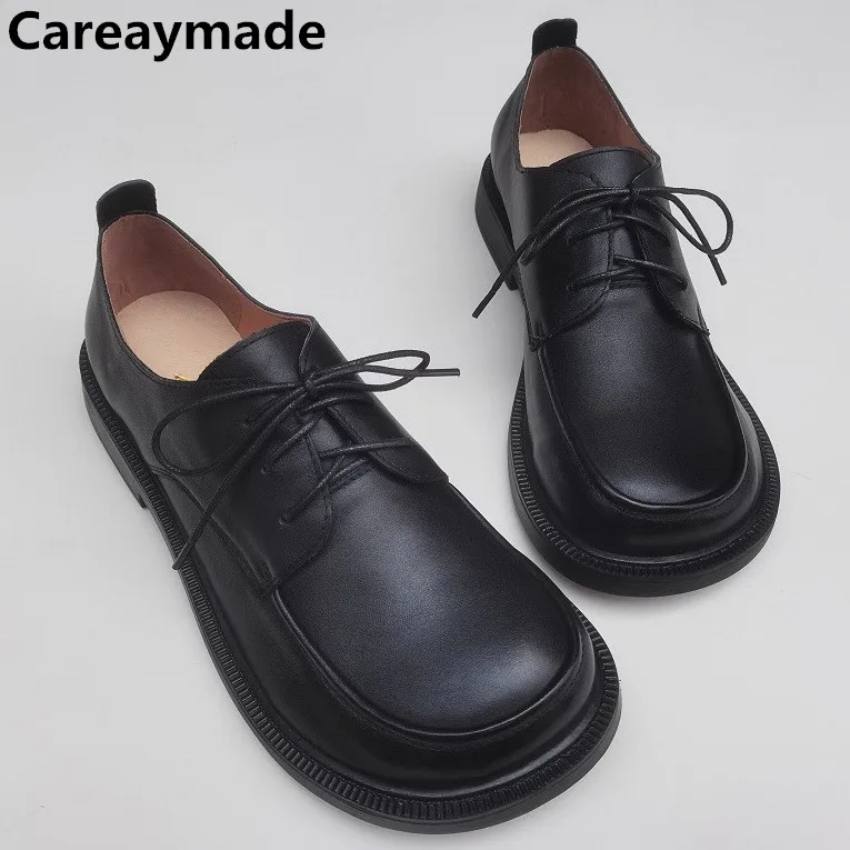 Careaymade-натуральная кожа, большая голова, широкая версия, мужская английская кожаная обувь на шнуровке, деловые туфли для отдыха, оригинальные тонкие туфли