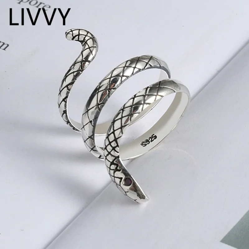 LIVVY Серебристого цвета, модные женские кольца со змеями и животными, оригинальные ювелирные изделия Для женщин, открытое праздничное кольцо для девочек