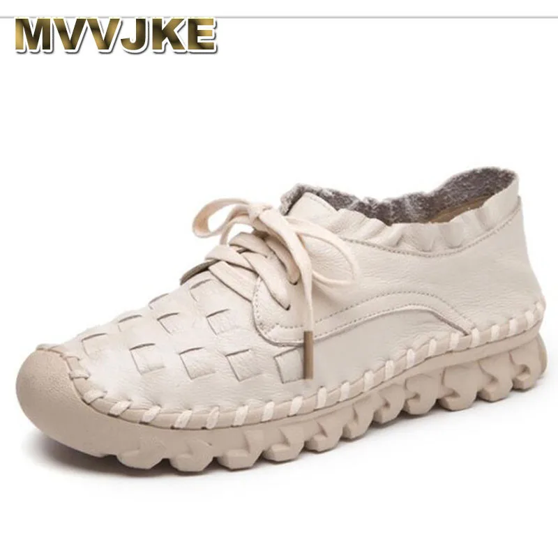 MVVJKE/ Женская обувь на плоской подошве, дышащие женские Кроссовки, Высококачественная Женская повседневная обувь на плоской подошве из натуральной кожи