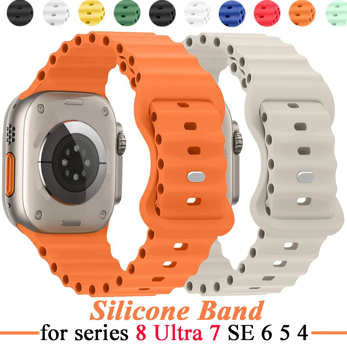 Силиконовый ремешок Ocean для Apple watch band Ultra 49 мм 45 мм 44 мм 40 мм 41 мм 42 мм 38 мм 44 мм браслет correa iWatch serie 7 8 6 se