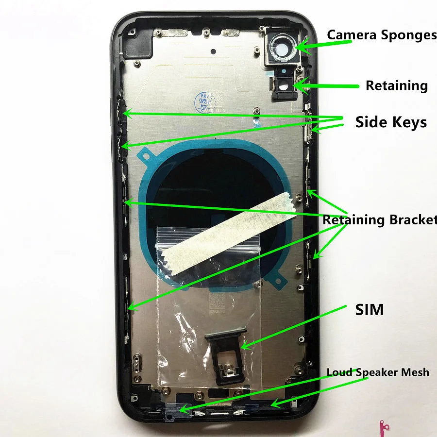 Сменный корпус для iPhone XR, задняя средняя рамка и задняя стеклянная крышка с мелкими деталями