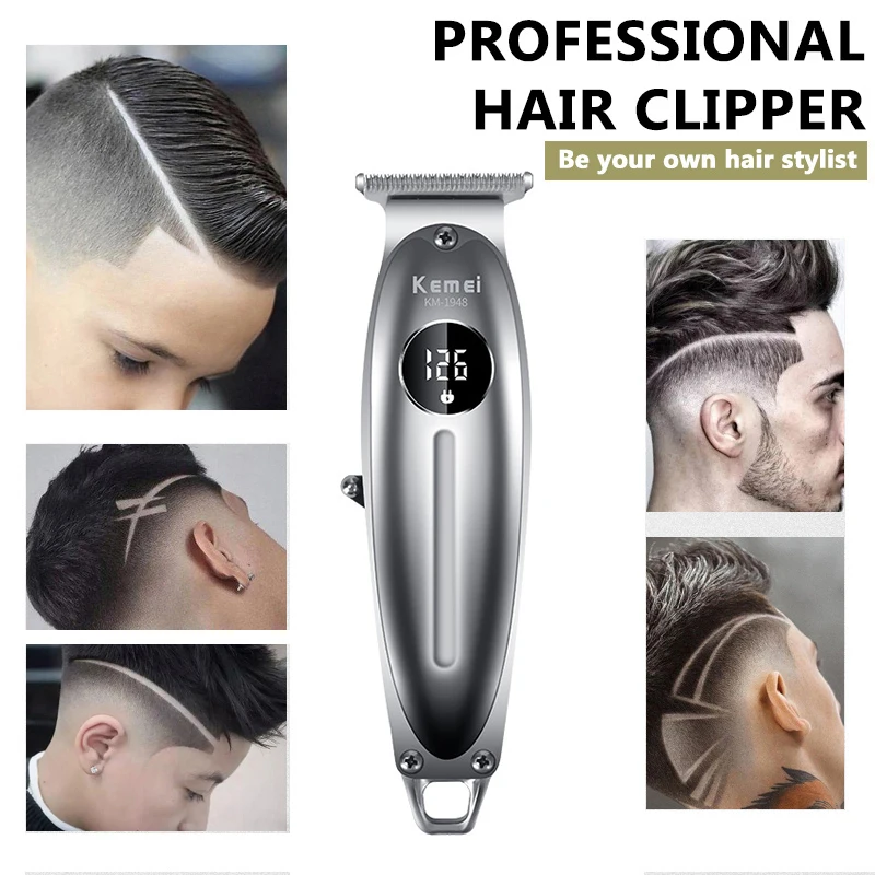 Профессиональная машинка для стрижки волос Kemei, Электробритва для мужчин, USB-машинка для стрижки, Перезаряжаемая, Беспроводной Триммер для бороды, Парикмахерская