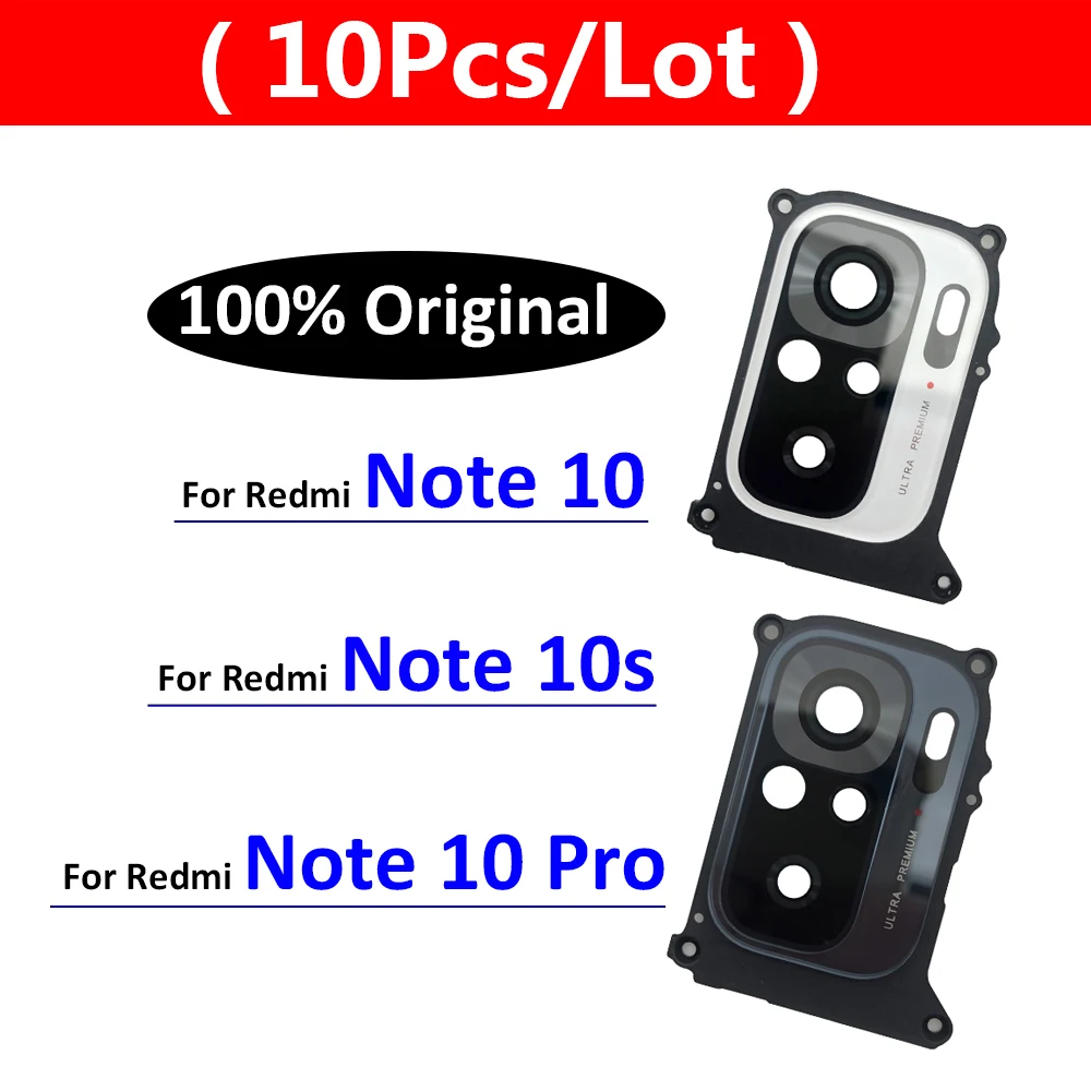 10 шт./лот, новинка для Redmi Note 10 Note10 Pro 10s, задняя крышка, стеклянная линза для камеры заднего вида С держателем рамки Изображение 0 