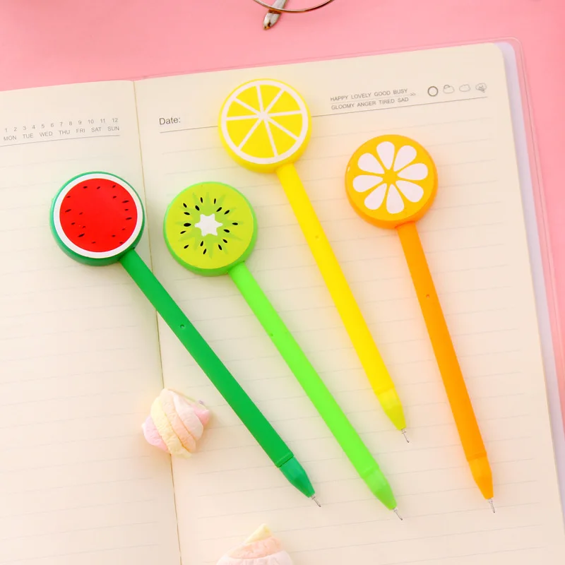 24 Шт Производитель Канцелярских принадлежностей Lovely Fruit Lollipop Нейтральная ручка Оптом Креативная Игольчатая Водяная ручка Черный 0,5 мм