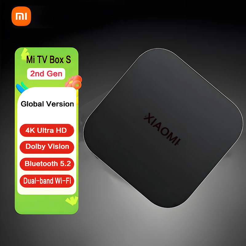 Глобальная версия Xiaomi Mi TV Box S 2-го поколения Smart TV Mi Box Медиаплеер 4K Ultra HD Android TV 2GB 8GB WiFi Google TV телеприставка