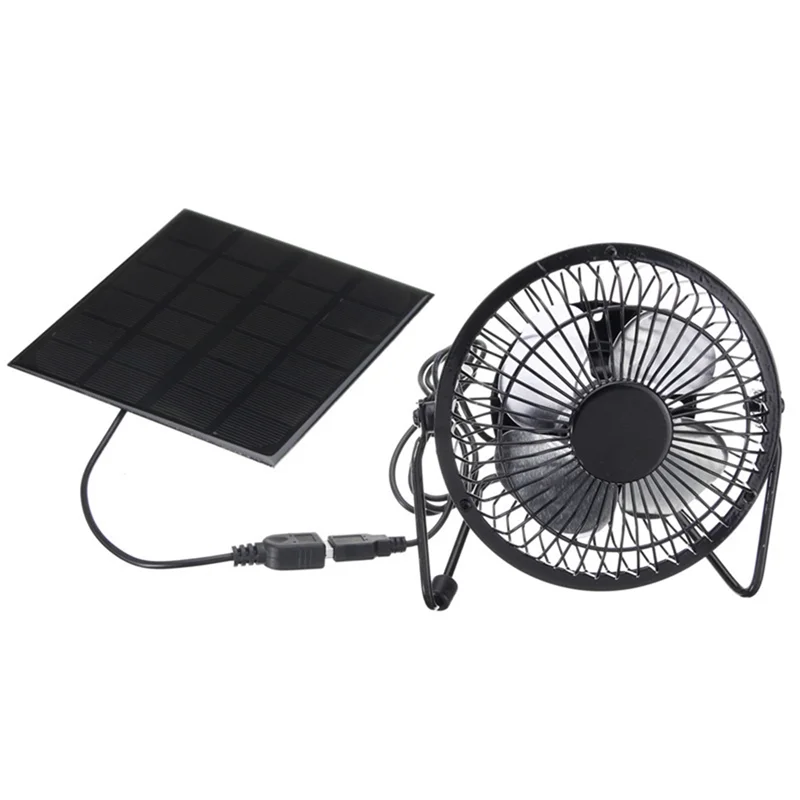 Мини-вентилятор с питанием от солнечной батареи Портативный 5 Вт 4-дюймовый парниковый солнечный вытяжной вентилятор для офиса на открытом воздухе
