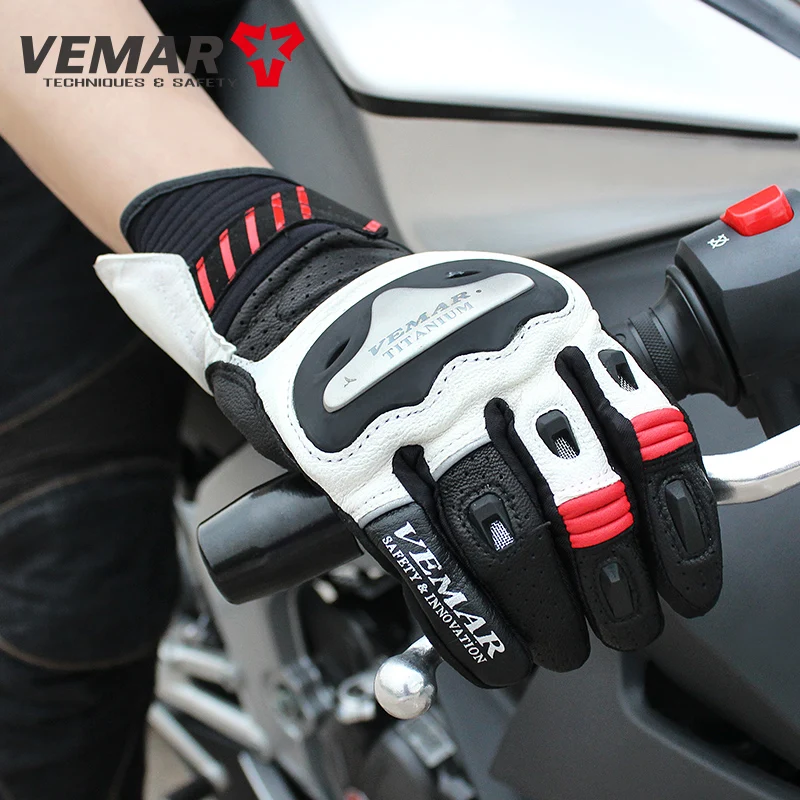 Мотоциклетные кожаные перчатки Vemar Из Углеродного волокна Для Гонок, Летние Мужские Перчатки для мотокросса с сенсорным экраном, Защитное снаряжение для езды на мотоцикле