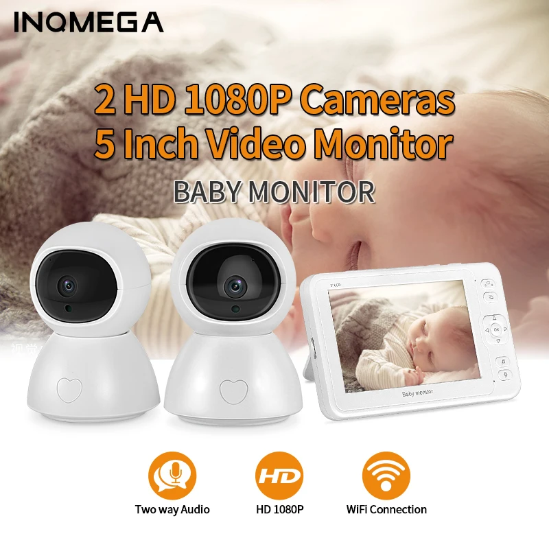 INQMEGA 5-дюймовый Видеоняня Ночного Видения 1 Экран 2/3 Камера Видеонаблюдения 1080P Камера Безопасности Камера Няни