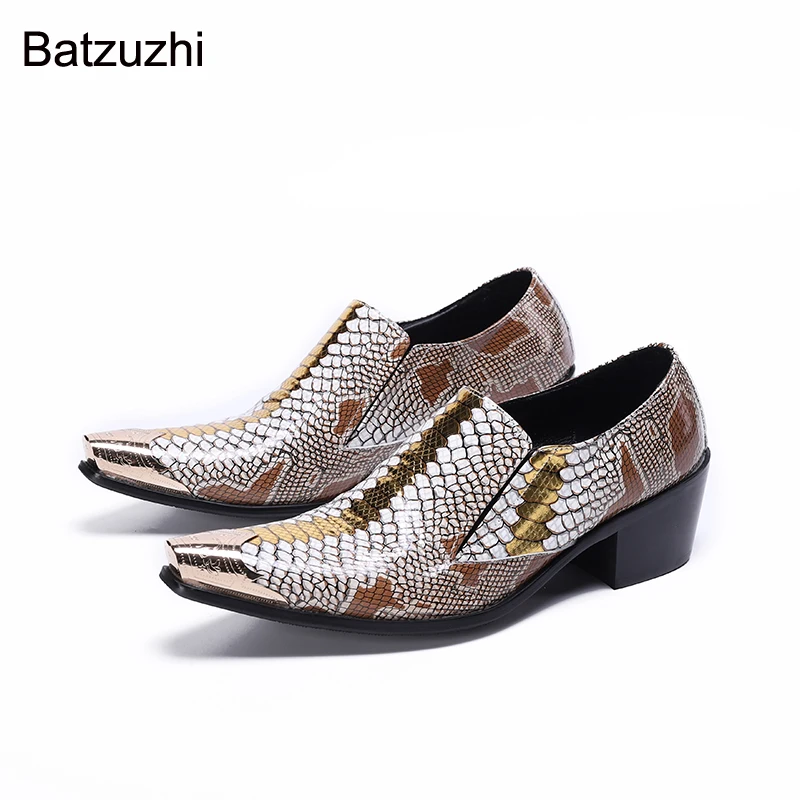 Batzuzhi, Роскошная мужская обувь ручной работы, Новый дизайн, кожаные модельные туфли, мужские модные свадебные туфли с острым носком, мужские вечерние, большой размер 46