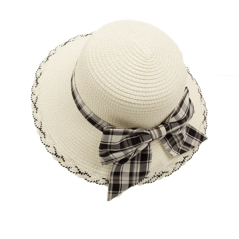 Летняя полосатая широкополая шляпа с бантом, модные соломенные кепки, Солнцезащитная Панама, Дышащие Складные женские Пляжные шляпы с защитой от ультрафиолета