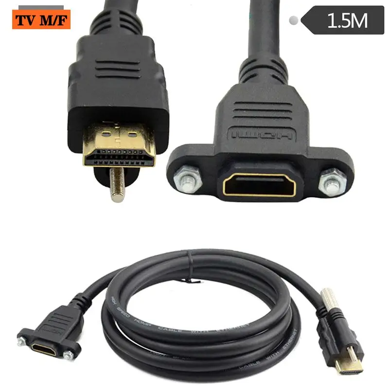 Кабель высокой четкости, совместимый с HDMI, удлинитель, совместимый с HDMI, с отверстиями для винтов для крепления кабеля панели
