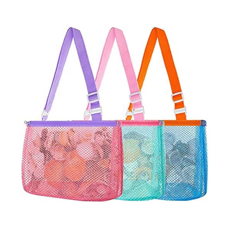 Сетчатая пляжная сумка из 3 предметов, сумка с морскими ракушками, Детская сумка для сбора ракушек, Пляжная сумка-ракушка, игрушка для мальчиков и девочек