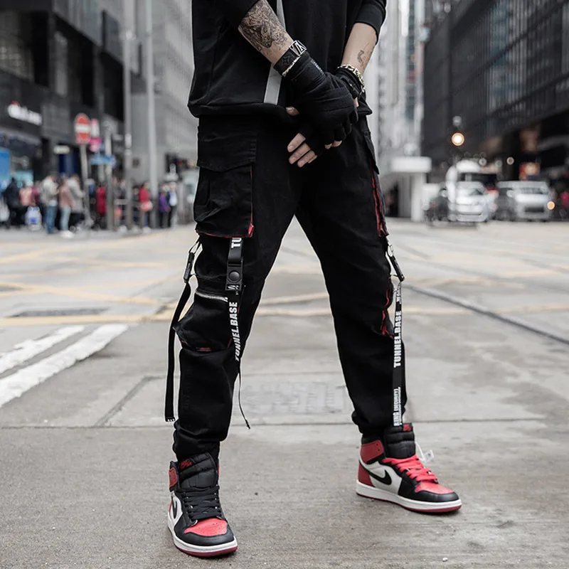 Хай-стрит, хип-хоп, Уличная одежда, брюки-карго, мужские модные Джоггеры в стиле Харадзюку, Спортивные штаны для мужчин, Корейская лента, Военная спортивная одежда