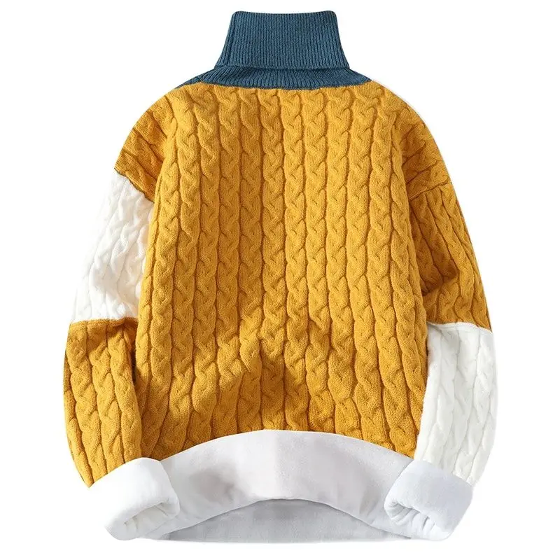 Новые высококачественные свитера для мужчин на осень и зиму, утепленные теплые низы из флиса из норки, красивый студенческий полувысокий воротник
