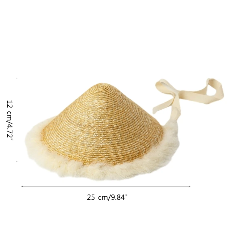 M89E, Соломенная шляпа для взрослых, Портативная Широкополая шляпа, Простая шляпа-конус для улицы Изображение 5 