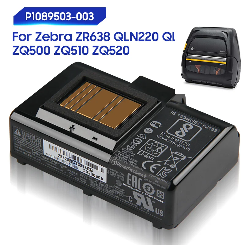 Сменный Аккумулятор Для Zebra ZR638 ZQ500 ZQ510 ZQ520 QLN220 QLN320 P1089503-003 P1051378 Аккумуляторная Батарея 24,48 Втч