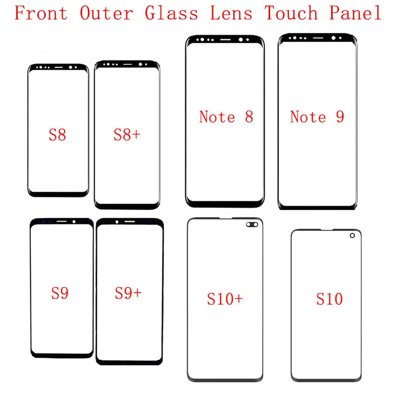Замена крышки сенсорной панели переднего внешнего стеклянного объектива для Samsung S10 S10 Plus S10E S9 S8 Примечание 9 8 Объектив переднего экрана Изображение 0 