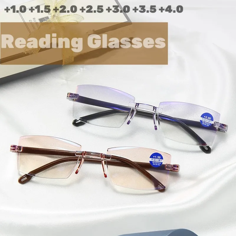 Женские Режущие очки Dimond, Классические Сверхлегкие Очки для чтения без Оправы, Дальнозоркость, Мужские Очки с Защитой От синего Света От + 1,0 до + 4,0