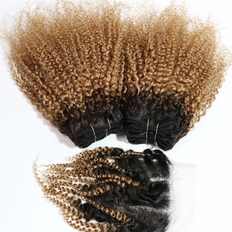 Jerry Curl Bundles с закрытием Бразильские волосы Вьющиеся пучки и закрытие 1B 27 30 99J Цветные короткие волосы для наращивания Человеческие волосы