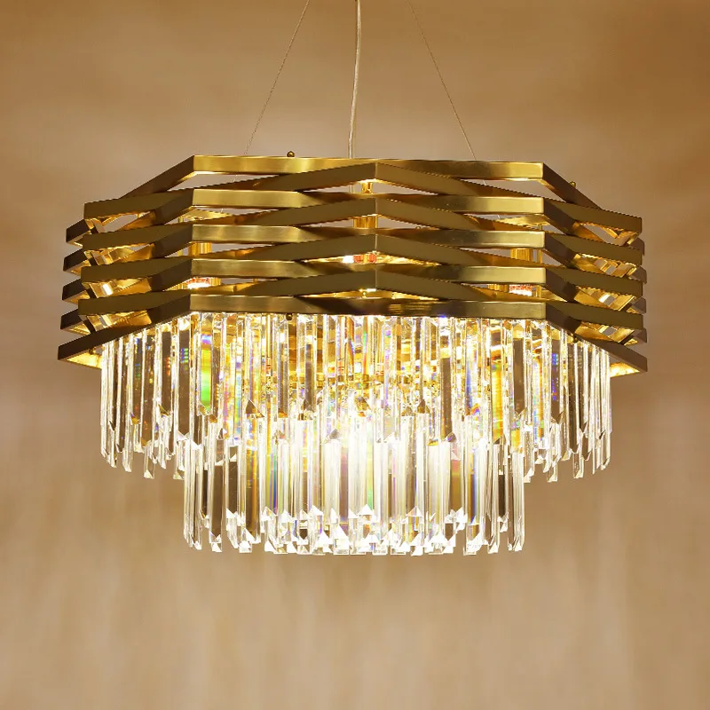 Светодиодный светильник роскошная постмодернистская интеллектуальная хрустальная люстра простая дизайнерская круглая лампа для гостиной, столовой, спальни