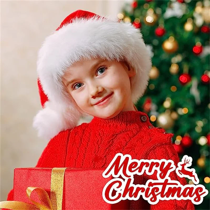 1 шт. Рождественская шляпа Санта-Клауса, плюшевая бархатная классическая шапка Санта-Клауса, утолщенные шапки для детей и взрослых, праздничная...