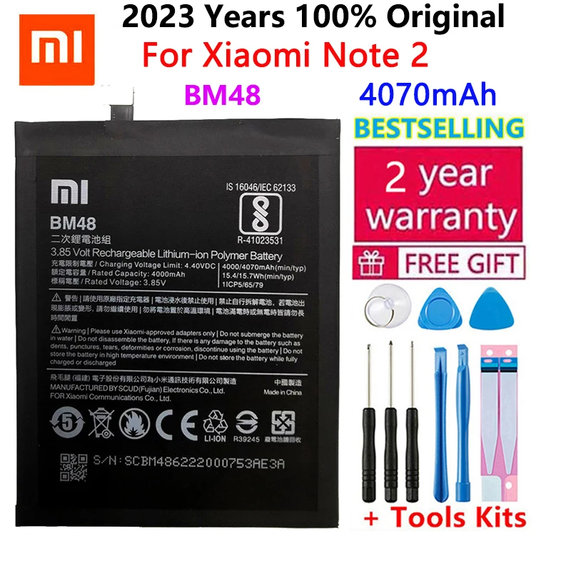 Xiao Mi Оригинальный аккумулятор для телефона BM48 для Xiaomi Note 2 Note2 Высококачественная сменная батарея 4070 мАч + бесплатные инструменты