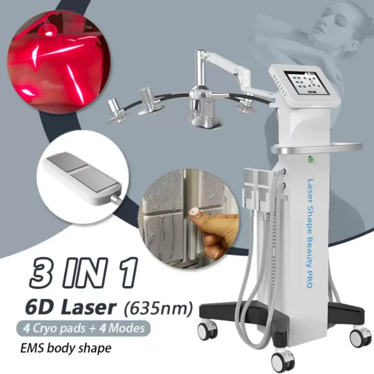 Косметологическое оборудование для похудения 6D Lipobody, Вертикальный дизайн, Дополнительная терапия холодом 532 Нм и 635 Нм