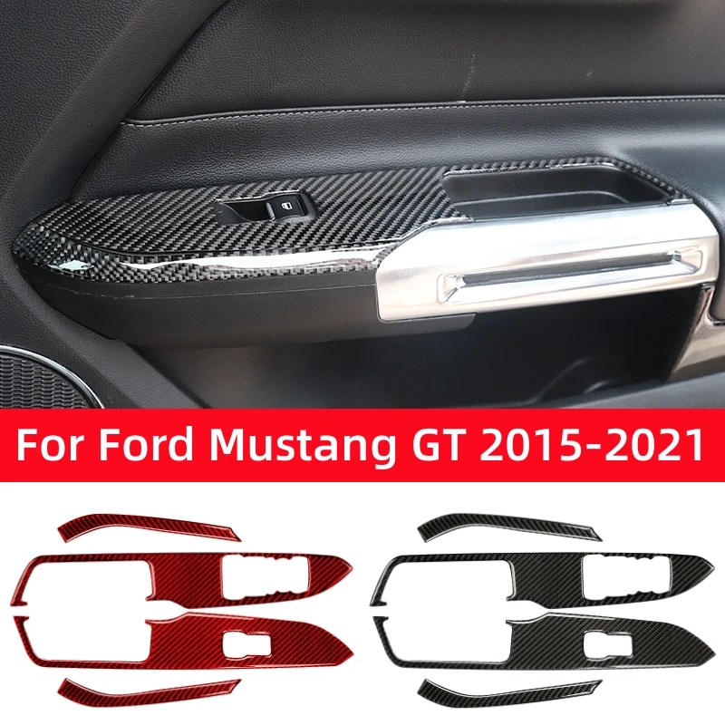 Для Ford Mustang GT 2015-2020 Аксессуары из углеродного волокна, автомобильный переключатель подъема стекол, Панель управления, Декоративная накладка, Наклейка