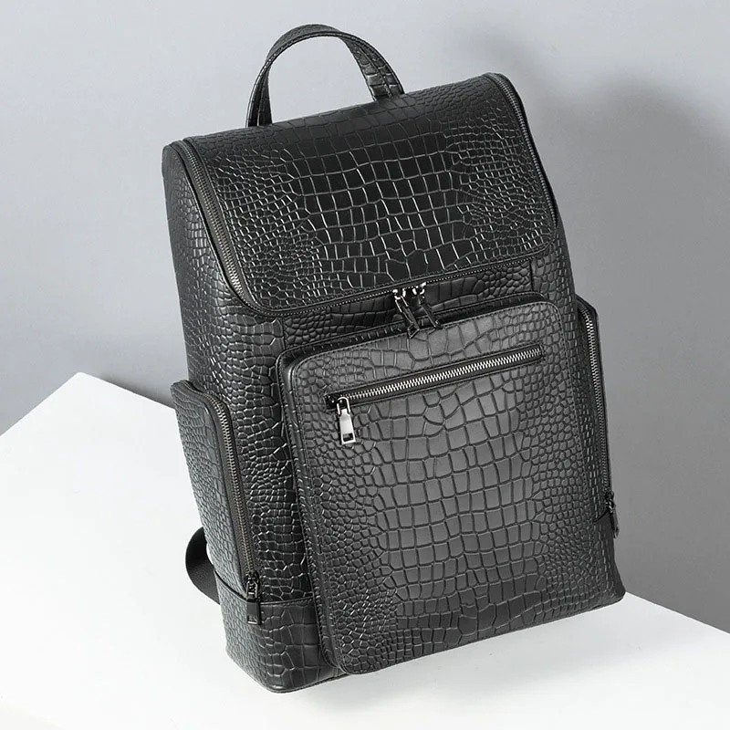 AETOO Новый мужской рюкзак с головным слоем из воловьей кожи, рюкзак из крокодиловой кожи, туристический бизнес, компьютерный рюкзак