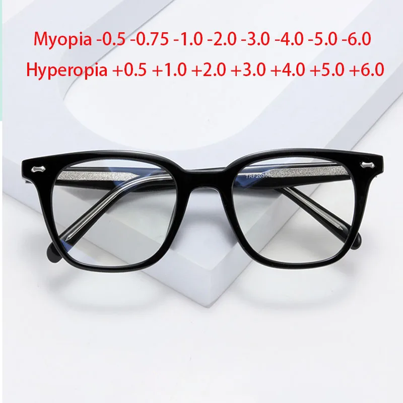 TR90 Металлическая оправа с булавками, большие квадратные очки, очки по рецепту, близорукость от-0,5 до-6,0, дальнозоркость от + 0,5 до + 6,0