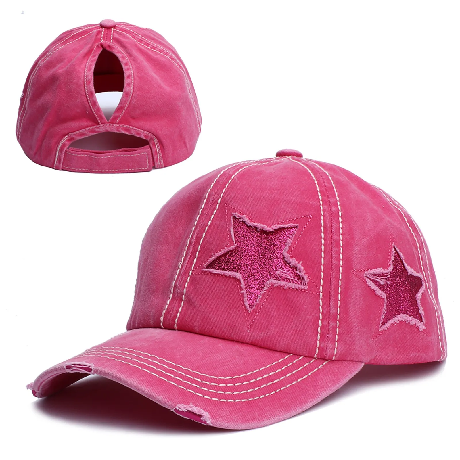 Женская бейсболка с конским хвостом, мужская летняя шляпа от Солнца, Женская пентаграмма, пайетки, хип-хоп, Повседневные Регулируемые шляпы Gorras Snapback
