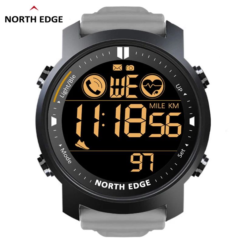 Смарт-часы NORTH EDGE, Мужские Пульсометры, Водонепроницаемые, 50 м, Плавание, Бег, Спортивный Шагомер, Секундомер, Умные Часы Android IOS