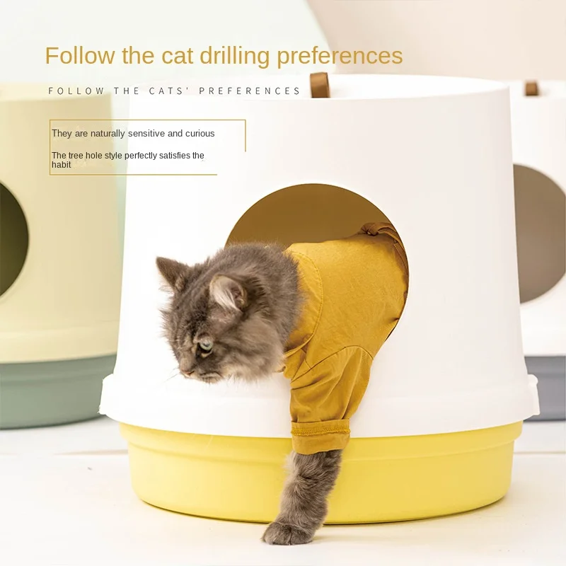 Ящик для кошачьего туалета, полузакрытый, с защитой от брызг, дезодорант для туалета, принадлежности для кошек, ящик для мусора с замком Изображение 1 
