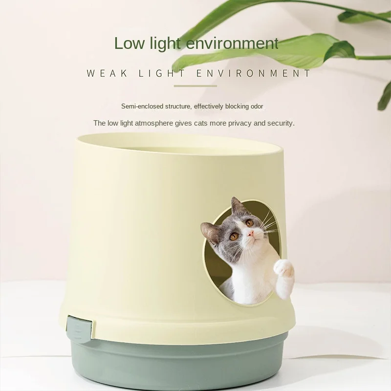 Ящик для кошачьего туалета, полузакрытый, с защитой от брызг, дезодорант для туалета, принадлежности для кошек, ящик для мусора с замком Изображение 2 