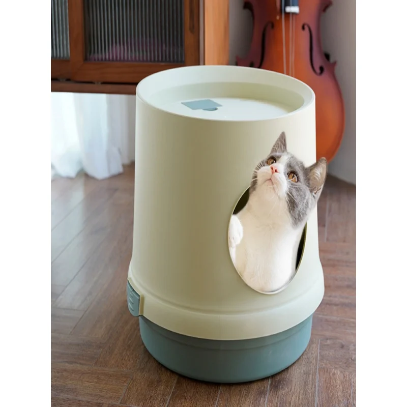 Ящик для кошачьего туалета, полузакрытый, с защитой от брызг, дезодорант для туалета, принадлежности для кошек, ящик для мусора с замком Изображение 3 
